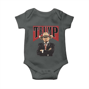 Trump Cowboy Baby Onesie Western Daddy Take America Back Retro TS02 Dark Heather Print Your Wear