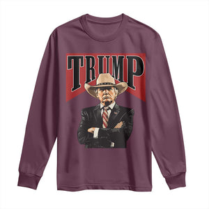 Trump Cowboy Long Sleeve Shirt Western Daddy Take America Back Retro TS02 Maroon Print Your Wear