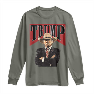 Trump Cowboy Long Sleeve Shirt Western Daddy Take America Back Retro TS02 Military Green Print Your Wear