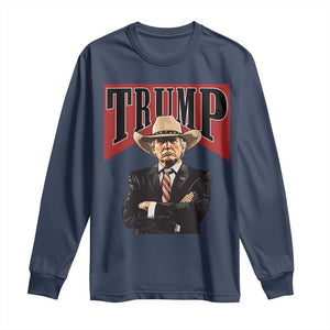 Trump Cowboy Long Sleeve Shirt Western Daddy Take America Back Retro TS02 Navy Print Your Wear