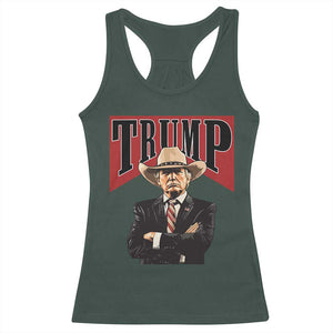 Trump Cowboy Racerback Tank Top Western Daddy Take America Back Retro TS02 Dark Forest Green Print Your Wear