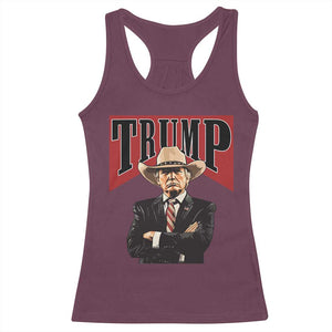 Trump Cowboy Racerback Tank Top Western Daddy Take America Back Retro TS02 Maroon Print Your Wear