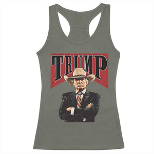 Trump Cowboy Racerback Tank Top Western Daddy Take America Back Retro TS02 Military Green Print Your Wear