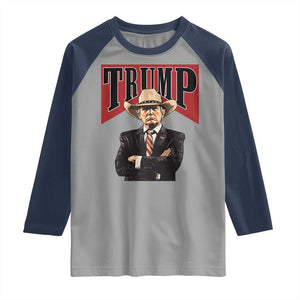 Trump Cowboy Raglan Shirt Western Daddy Take America Back Retro TS02 Sport Gray Navy Print Your Wear