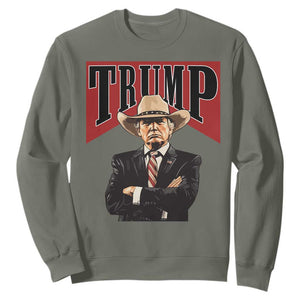 Trump Cowboy Sweatshirt Western Daddy Take America Back Retro TS02 Military Green Print Your Wear