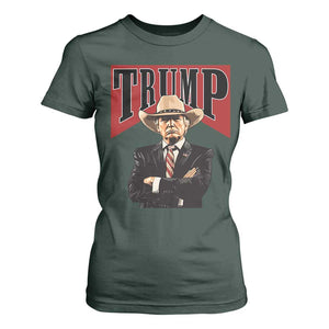 Trump Cowboy T Shirt For Women Western Daddy Take America Back Retro TS02 Dark Forest Green Print Your Wear