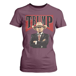 Trump Cowboy T Shirt For Women Western Daddy Take America Back Retro TS02 Maroon Print Your Wear