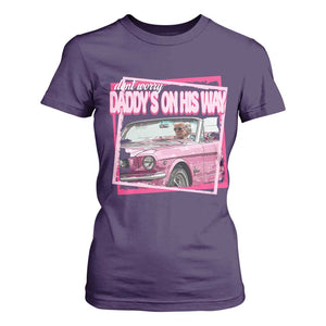 Trump Won 2024 T Shirt For Women Dont Worry Daddy's On His Way Funny Pink TS02 Purple Print Your Wear