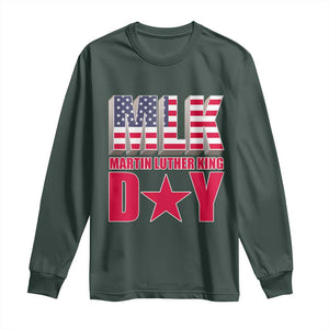 MLK Day Long Sleeve Shirt Martin Luther King Jr American Civil Rights Leader TS02 Dark Forest Green Print Your Wear