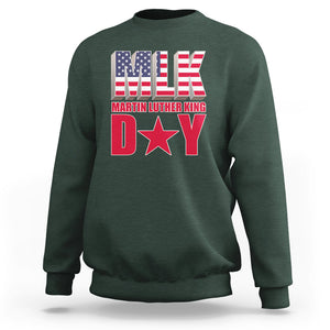 MLK Sweatshirt Martin Luther King Day Black History Month American Flag TS02 Dark Forest Green Printyourwear