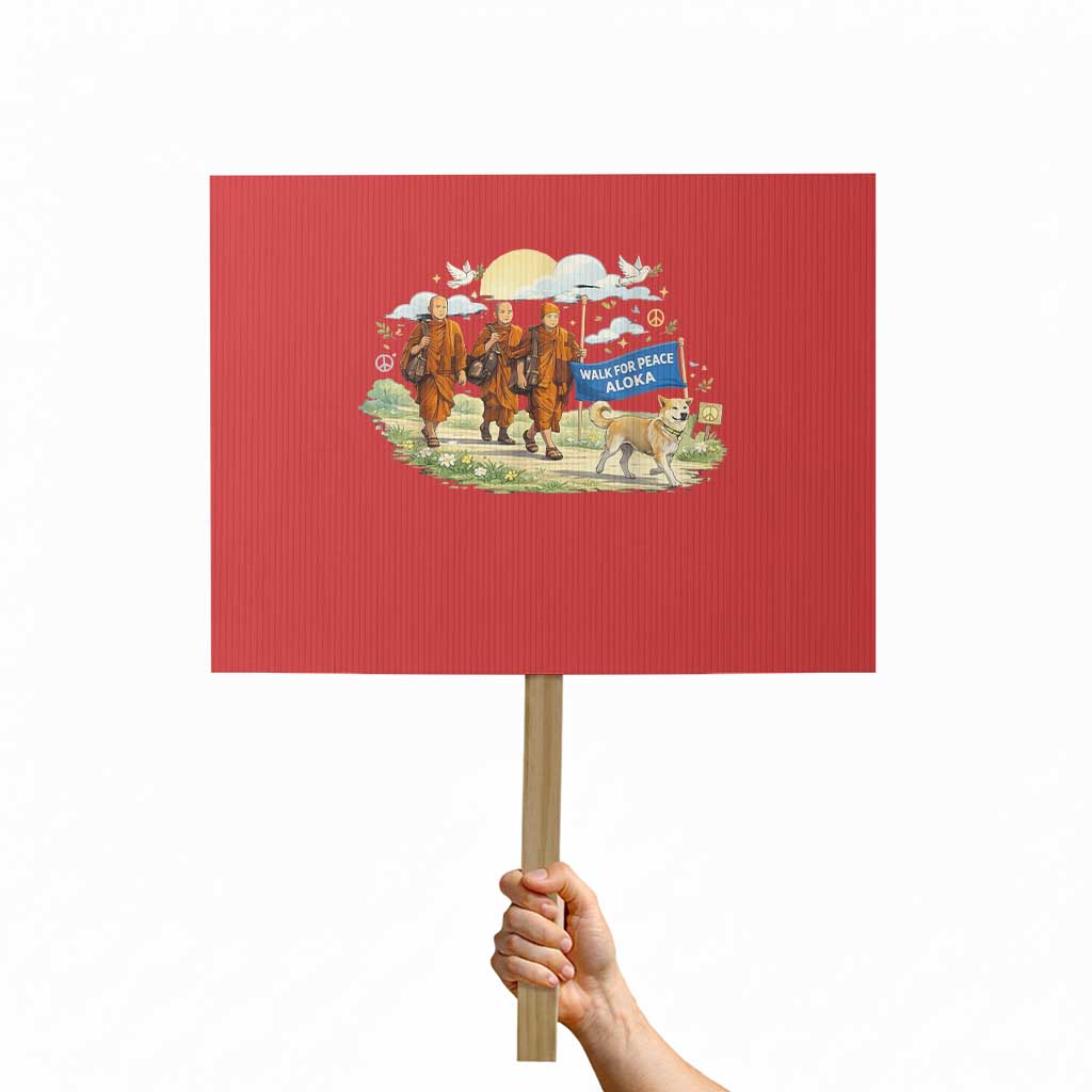 Walk for Peace Monks with Aloka the Dog Protest Sign Spiritual Pilgrimage Buddhist Inspired TS02 Horizontal 18