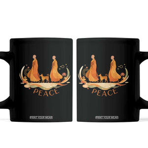 Peaceful Monks Walk with Aloka the Dog Coffee Mug Zen Art Buddhism Harmony TS02 Black Print Your Wear