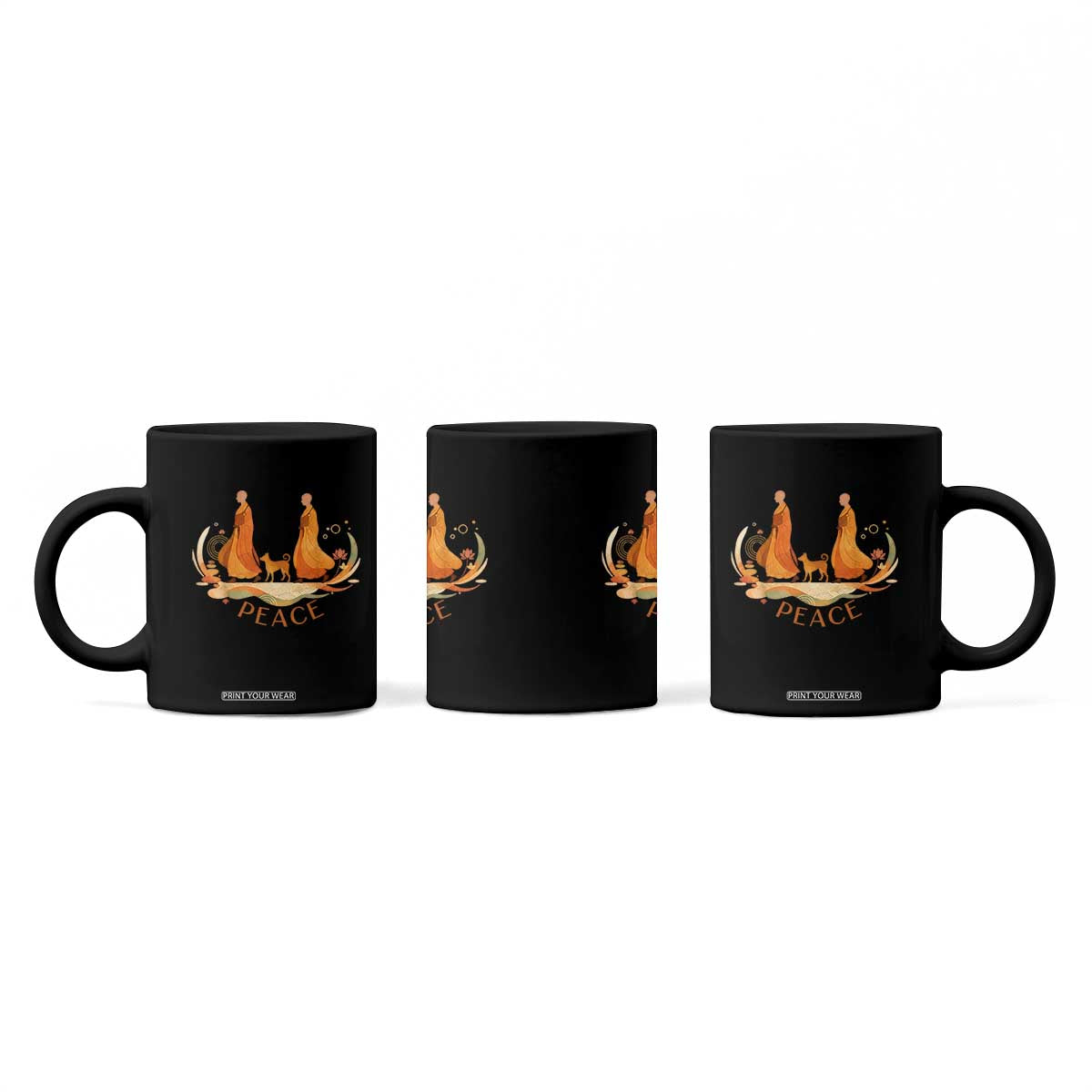 Peaceful Monks Walk with Aloka the Dog Coffee Mug Zen Art Buddhism Harmony TS02 Print Your Wear