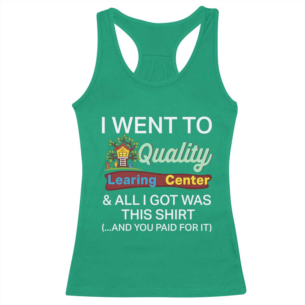 I Went to Minnesota Learing Center Meme Racerback Tank Top Funny Sarcastic Viral Education Fail TS02 Irish Green Print Your Wear