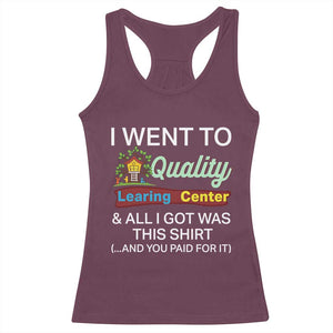 I Went to Minnesota Learing Center Meme Racerback Tank Top Funny Sarcastic Viral Education Fail TS02 Maroon Print Your Wear