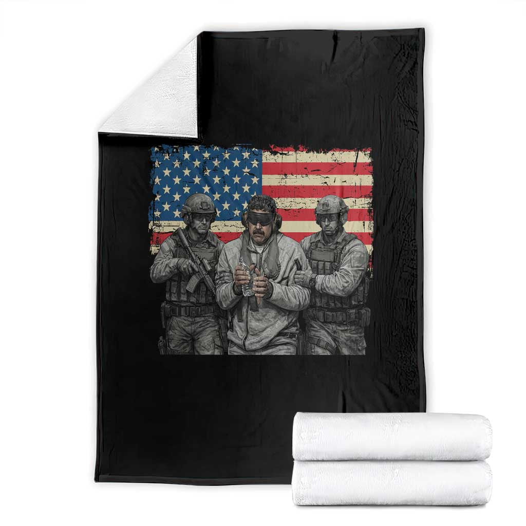 Captured Dictator Maduro Throw Blanket Special Forces Justice Operation American Flag TS02 Black Print Your Wear