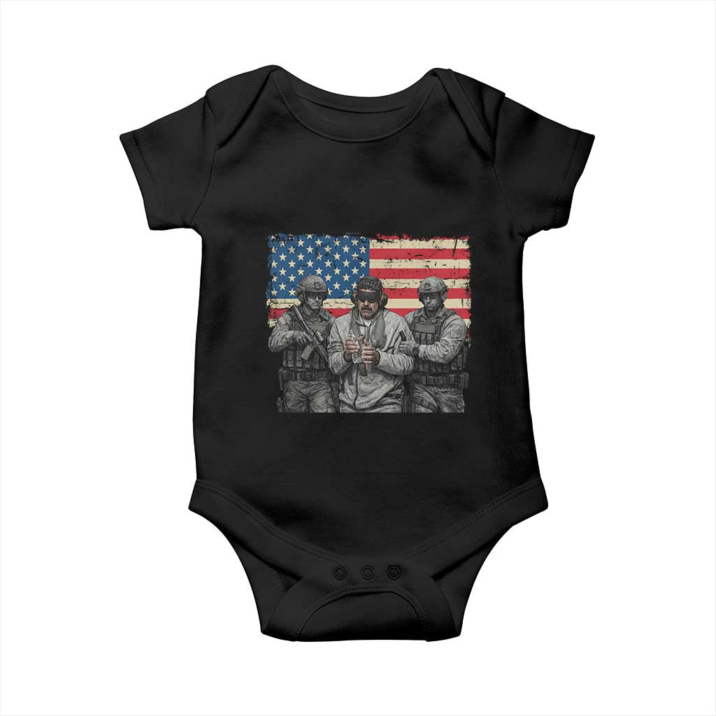 Captured Dictator Maduro Baby Onesie Special Forces Justice Operation American Flag TS02 Black Print Your Wear