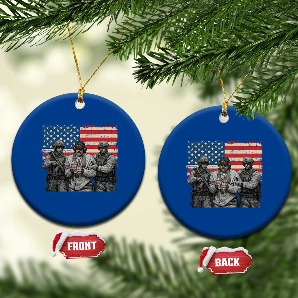 Captured Dictator Maduro Ceramic Ornament Special Forces Justice Operation American Flag TS02 1pc Blue Print Your Wear