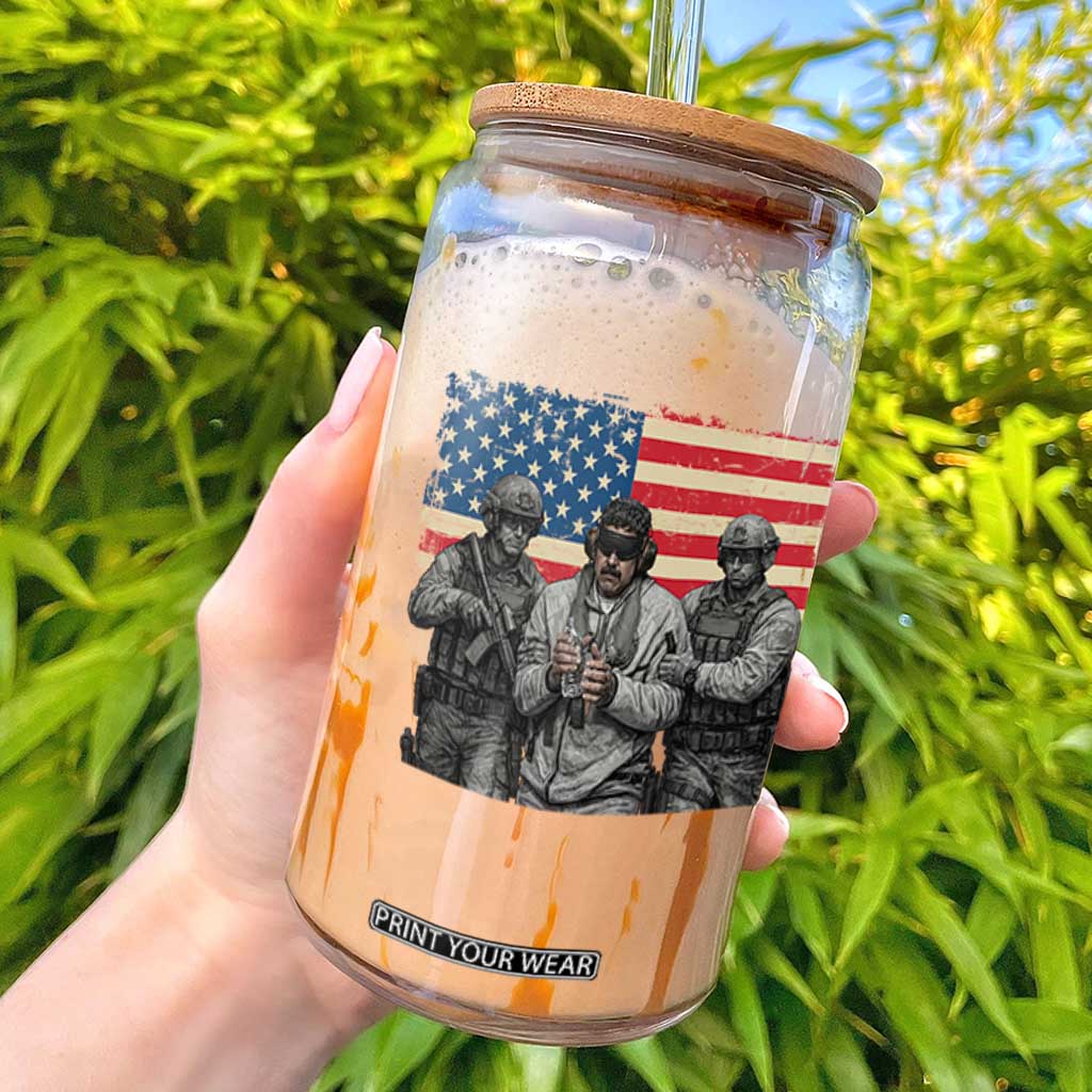 Captured Dictator Maduro Glass Can Special Forces Justice Operation American Flag TS02 Black Print Your Wear