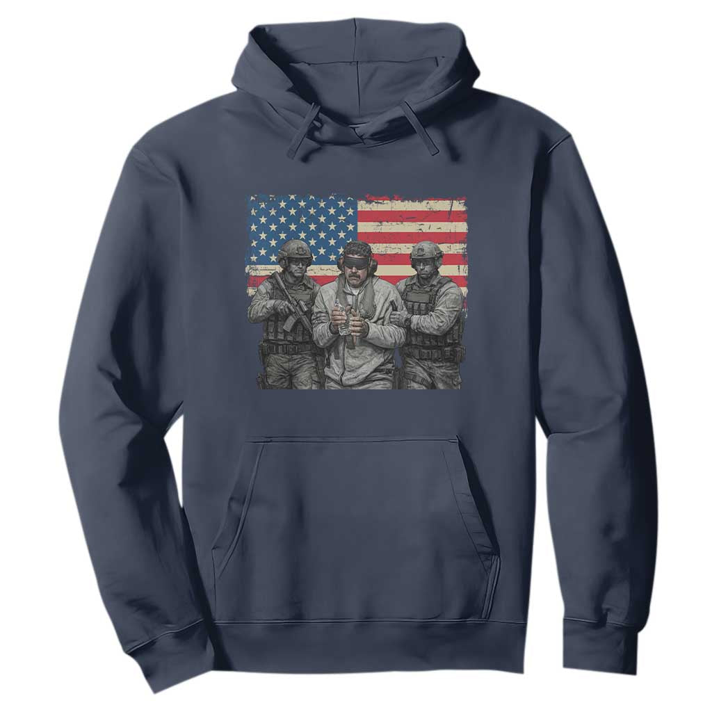 Captured Dictator Maduro Hoodie Special Forces Justice Operation American Flag TS02 Navy Print Your Wear