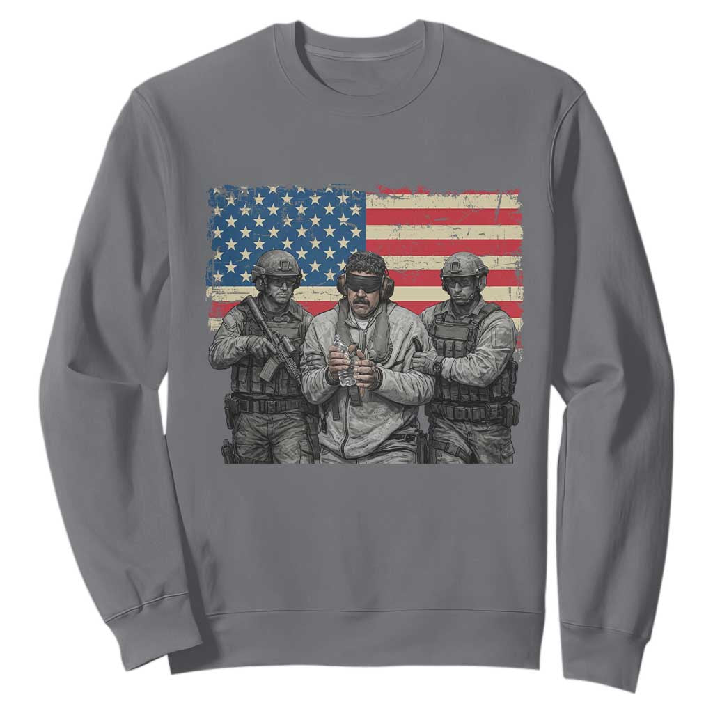 Captured Dictator Maduro Sweatshirt Special Forces Justice Operation American Flag TS02 Charcoal Print Your Wear