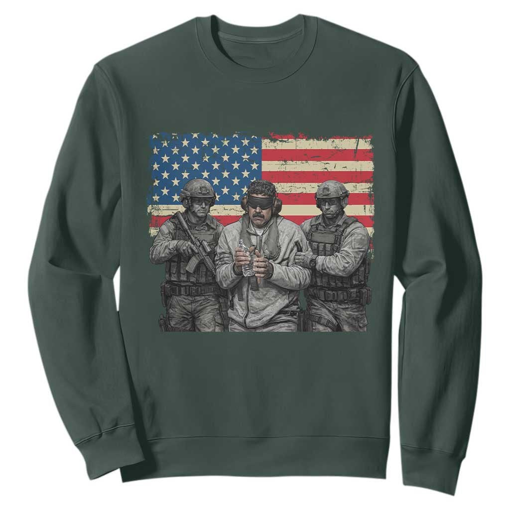 Captured Dictator Maduro Sweatshirt Special Forces Justice Operation American Flag TS02 Dark Forest Green Print Your Wear
