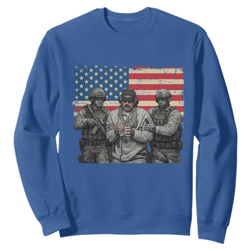Captured Dictator Maduro Sweatshirt Special Forces Justice Operation American Flag TS02 Royal Blue Print Your Wear