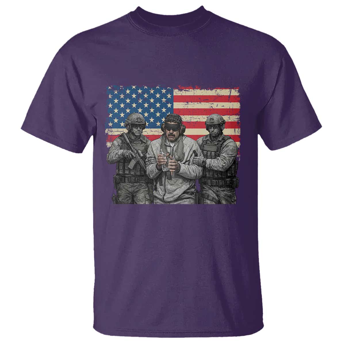 Captured Dictator Maduro T Shirt - Special Forces Justice Operation American Flag Venezuelan Freedom Tee TS02 Purple Print Your Wear