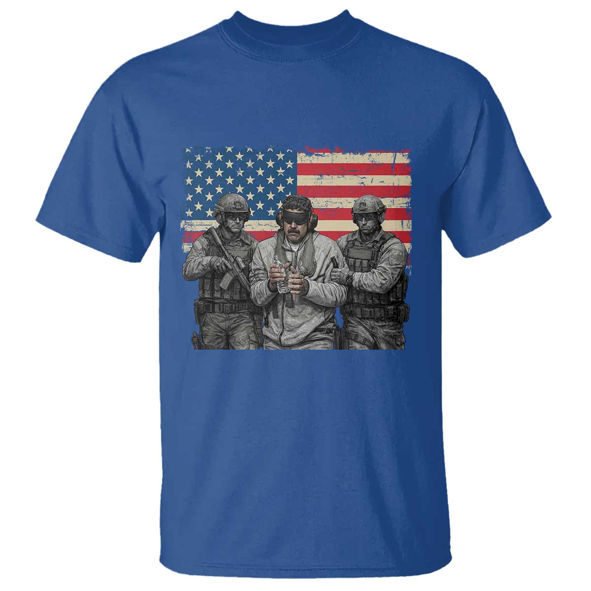 Captured Dictator Maduro T Shirt - Special Forces Justice Operation American Flag Venezuelan Freedom Tee TS02 Royal Blue Print Your Wear