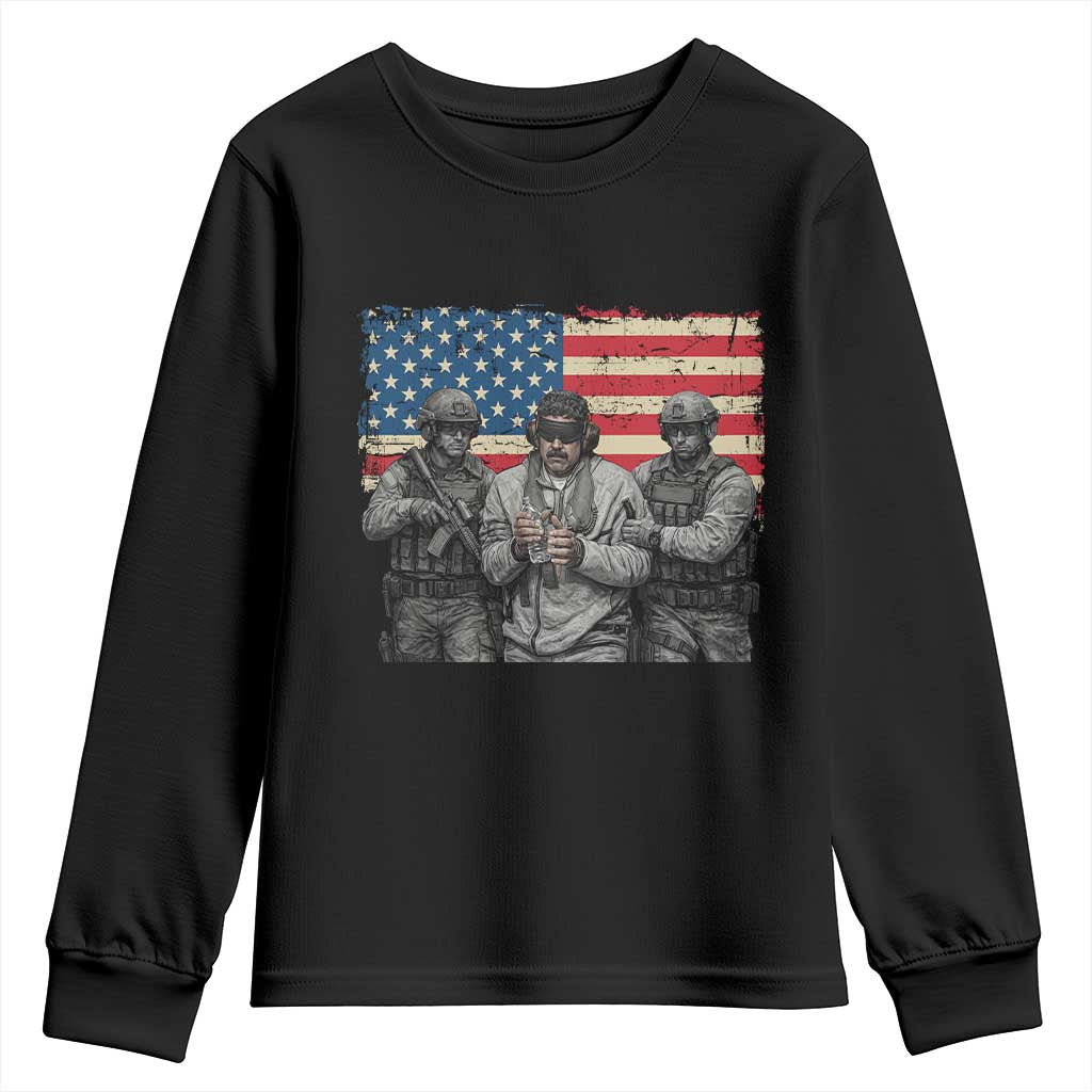 Captured Dictator Maduro Youth Sweatshirt Special Forces Justice Operation American Flag TS02 Black Print Your Wear