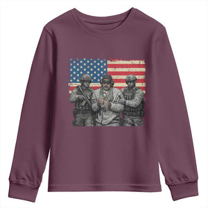 Captured Dictator Maduro Youth Sweatshirt Special Forces Justice Operation American Flag TS02 Maroon Print Your Wear