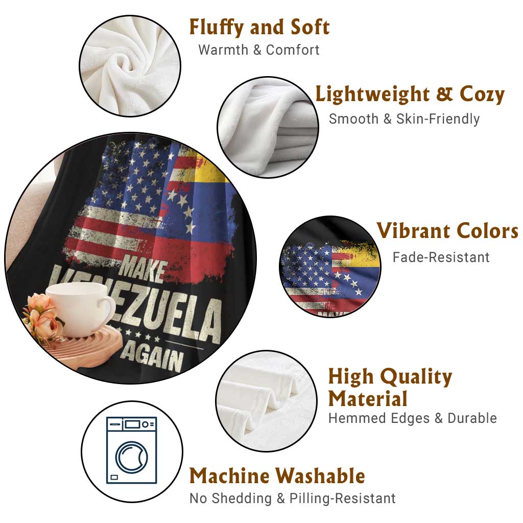 Make Venezuela Great Again Throw Blanket Distressed US and Venezuela Flag Unity TS02 Print Your Wear