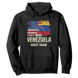 Make Venezuela Great Again Hoodie Distressed US and Venezuela Flag Unity TS02 Black Print Your Wear