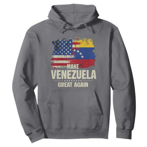 Make Venezuela Great Again Hoodie Distressed US and Venezuela Flag Unity TS02 Charcoal Print Your Wear