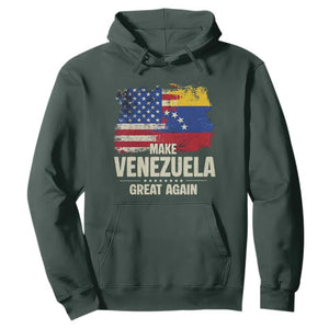 Make Venezuela Great Again Hoodie Distressed US and Venezuela Flag Unity TS02 Dark Forest Green Print Your Wear