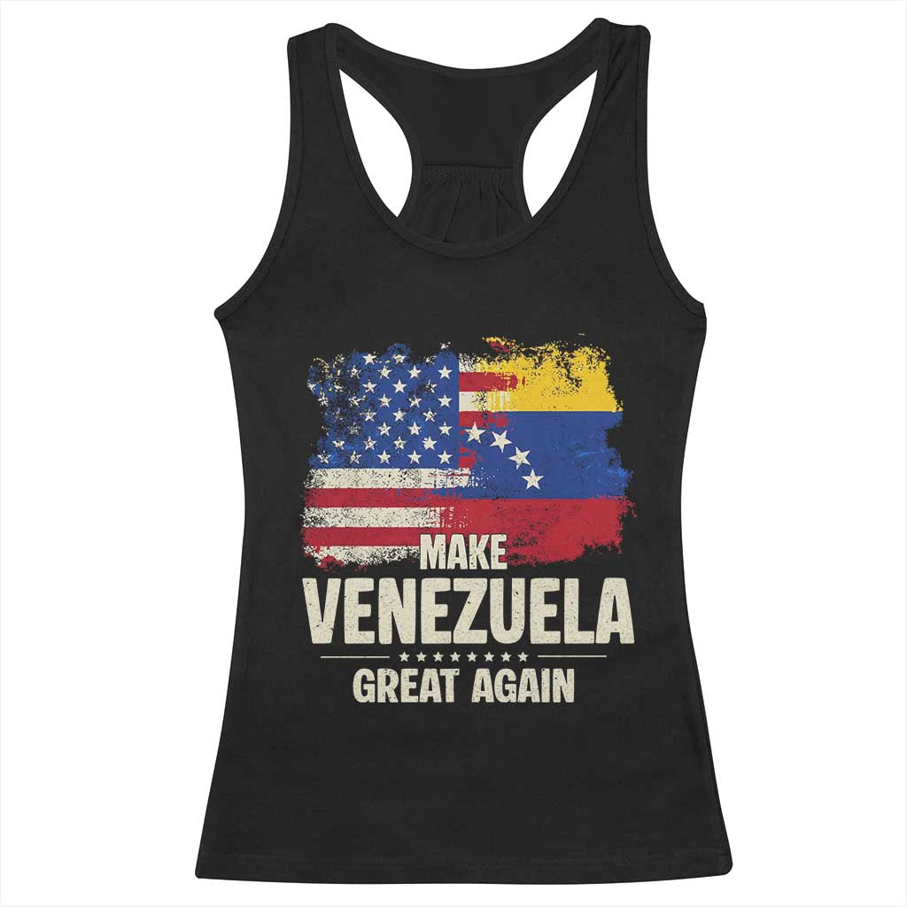 Make Venezuela Great Again Racerback Tank Top Distressed US and Venezuela Flag Unity TS02 Black Print Your Wear