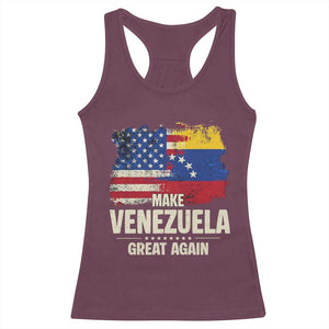 Make Venezuela Great Again Racerback Tank Top Distressed US and Venezuela Flag Unity TS02 Maroon Print Your Wear