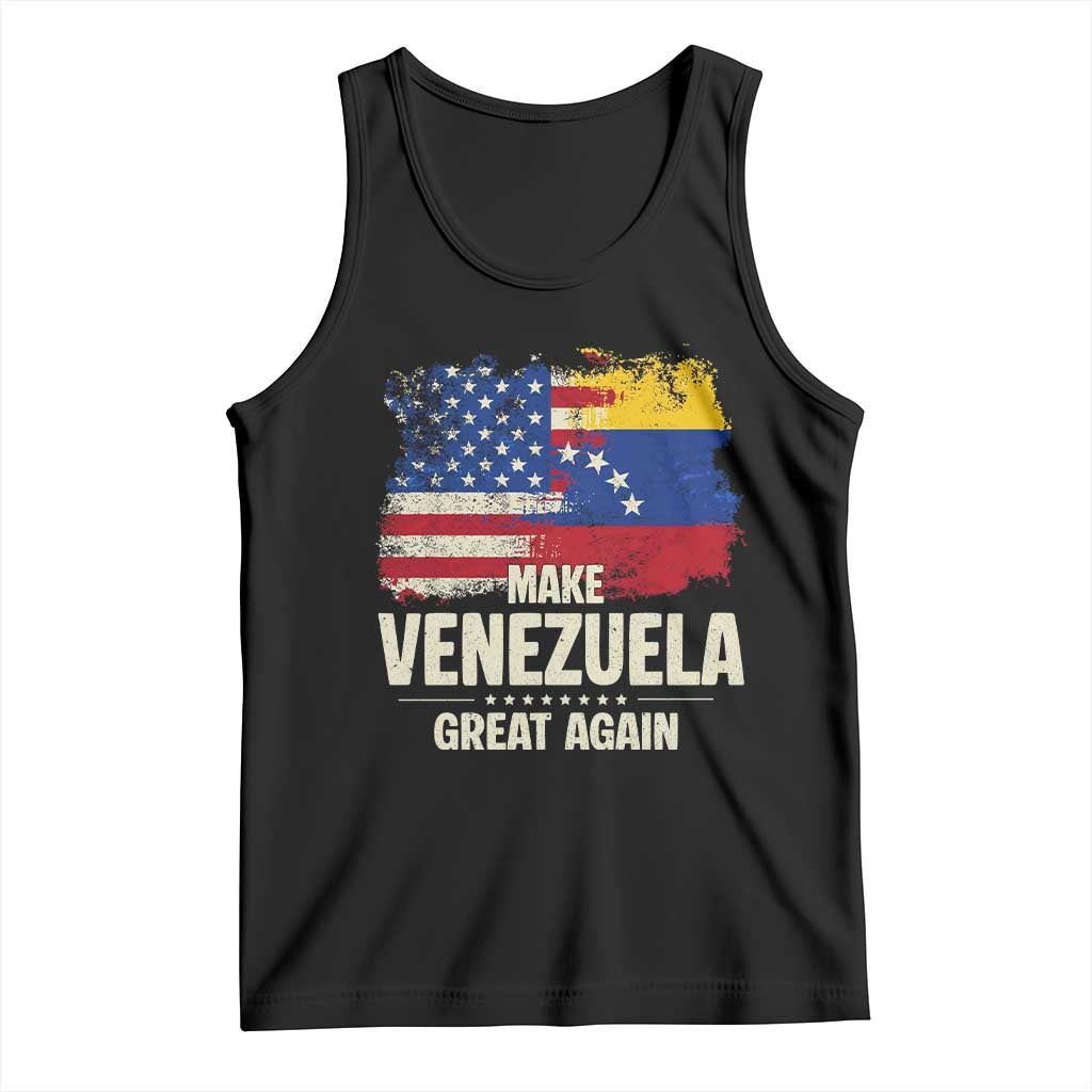 Make Venezuela Great Again Tank Top Distressed US and Venezuela Flag Unity TS02 Black Print Your Wear