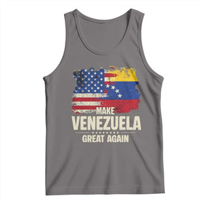 Make Venezuela Great Again Tank Top Distressed US and Venezuela Flag Unity TS02 Deep Heather Print Your Wear