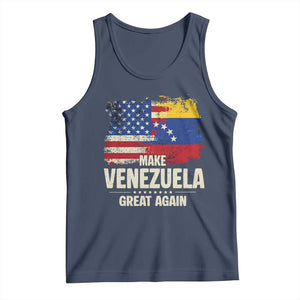 Make Venezuela Great Again Tank Top Distressed US and Venezuela Flag Unity TS02 Navy Print Your Wear
