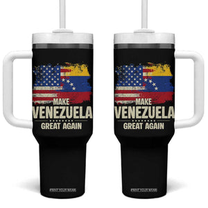 Make Venezuela Great Again Tumbler With Handle Distressed US and Venezuela Flag Unity TS02 One Size: 40 oz Black Print Your Wear