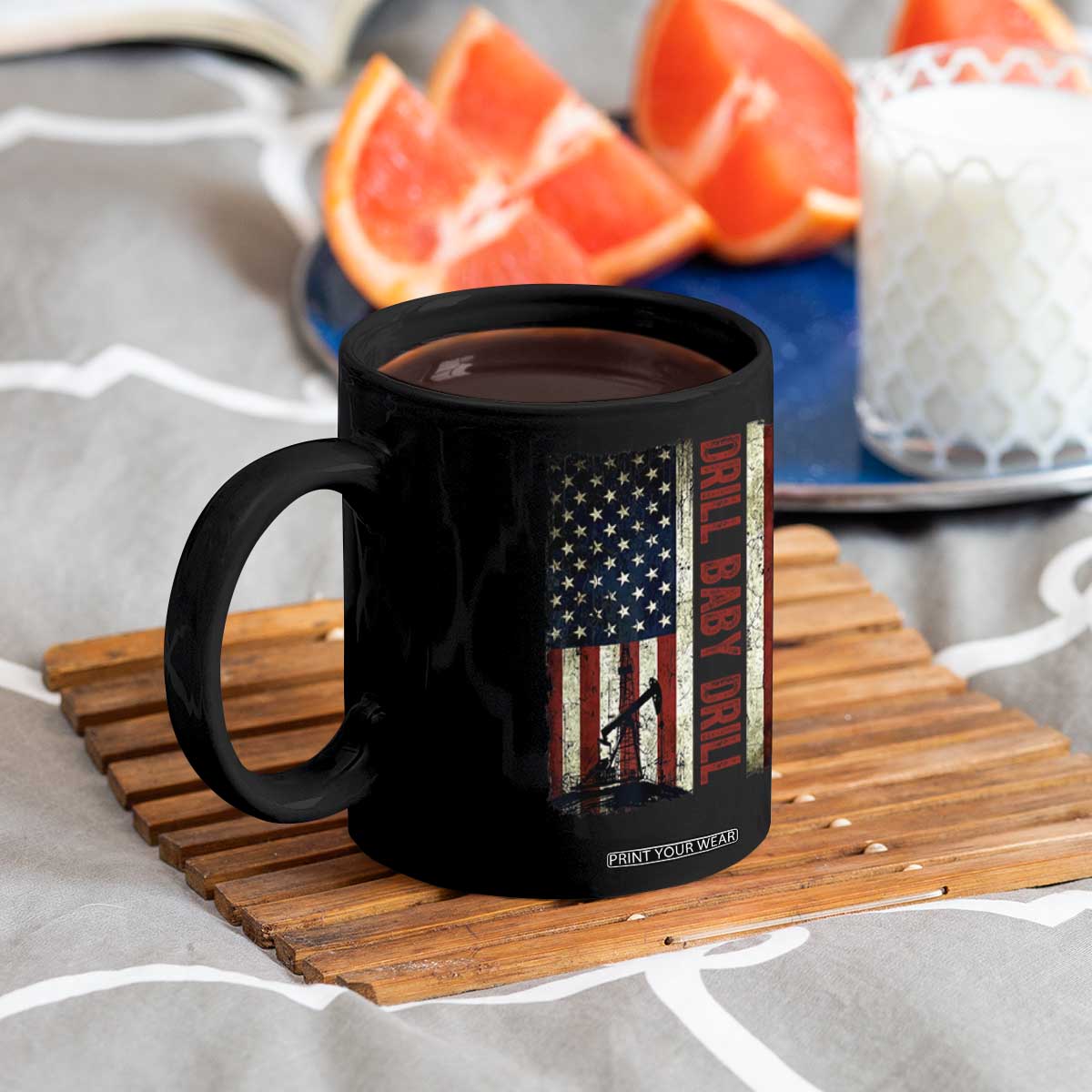 Drill Baby Drill American Flag Coffee Mug Oil Rig Oildfield Energy Industry Patriot TS02 Print Your Wear