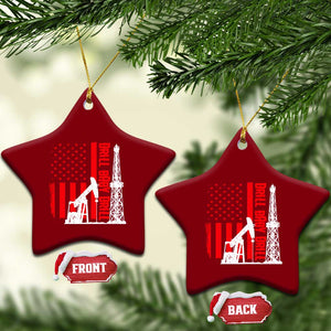 Drill Baby Drill American Flag Ceramic Ornament Distressed Oil Rig Oildfield Energy Industry TS02 Print Your Wear