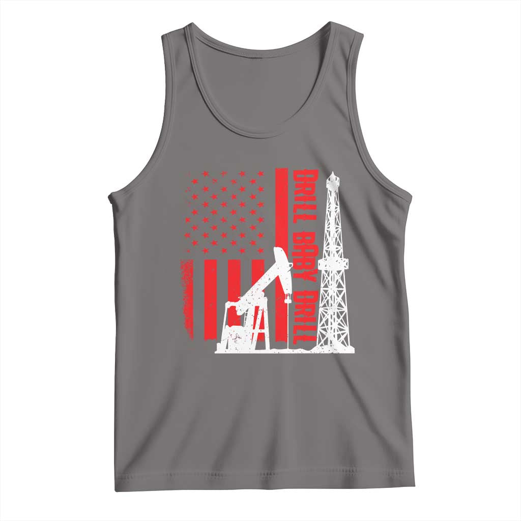 Drill Baby Drill American Flag Tank Top Distressed Oil Rig Oildfield Energy Industry TS02 Deep Heather Print Your Wear