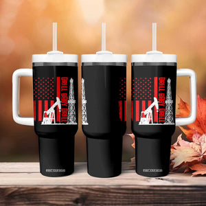 Drill Baby Drill American Flag Tumbler With Handle Distressed Oil Rig Oildfield Energy Industry TS02 Print Your Wear