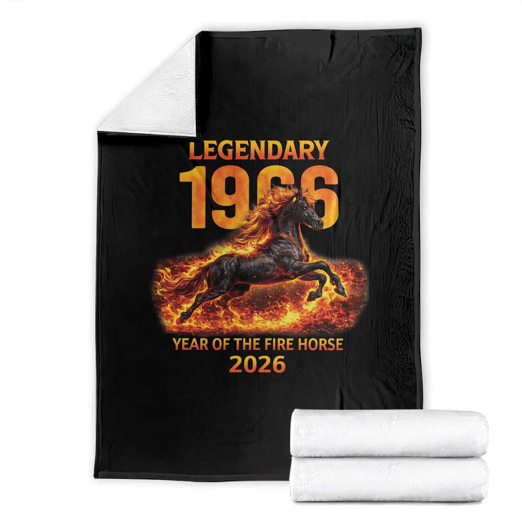 Legendary 1966 Year of the Fire Horse Throw Blanket Fiery 2026 Zodiac Birthday Gift TS02 Black Print Your Wear