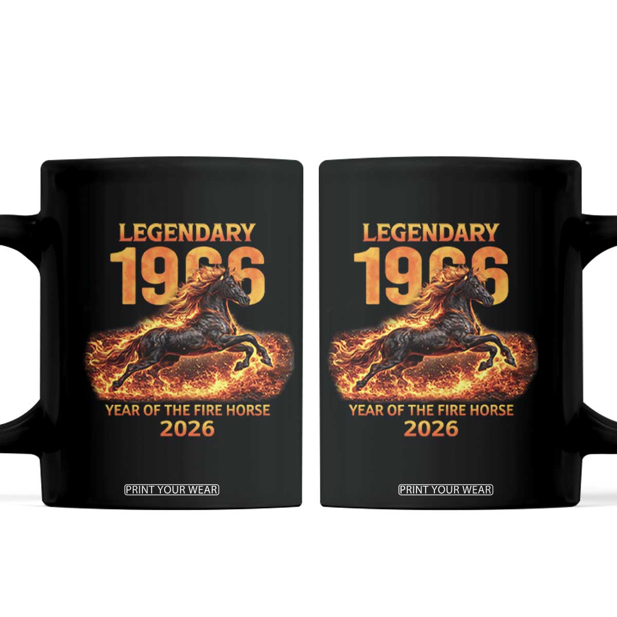 Legendary 1966 Year of the Fire Horse Coffee Mug Fiery 2026 Zodiac Birthday Gift TS02 Black Print Your Wear