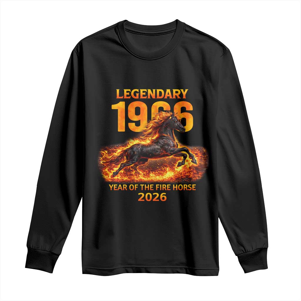 Legendary 1966 Year of the Fire Horse Long Sleeve Shirt Fiery 2026 Zodiac Birthday Gift TS02 Black Print Your Wear