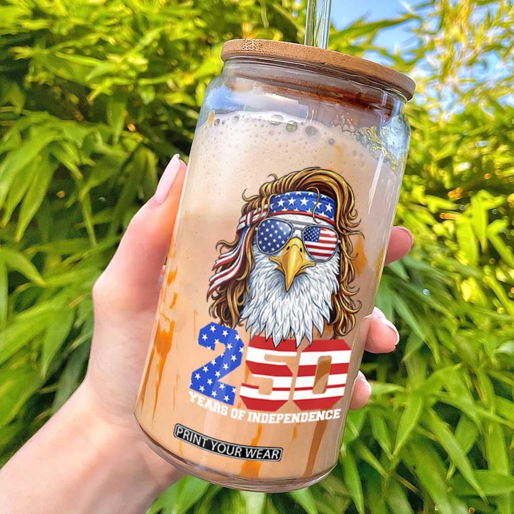 250 Years of Independece Patriotic Eagle Glass Can 1776 2026 USA Flag 4th of July Semiquincentennial TS02 Black Print Your Wear