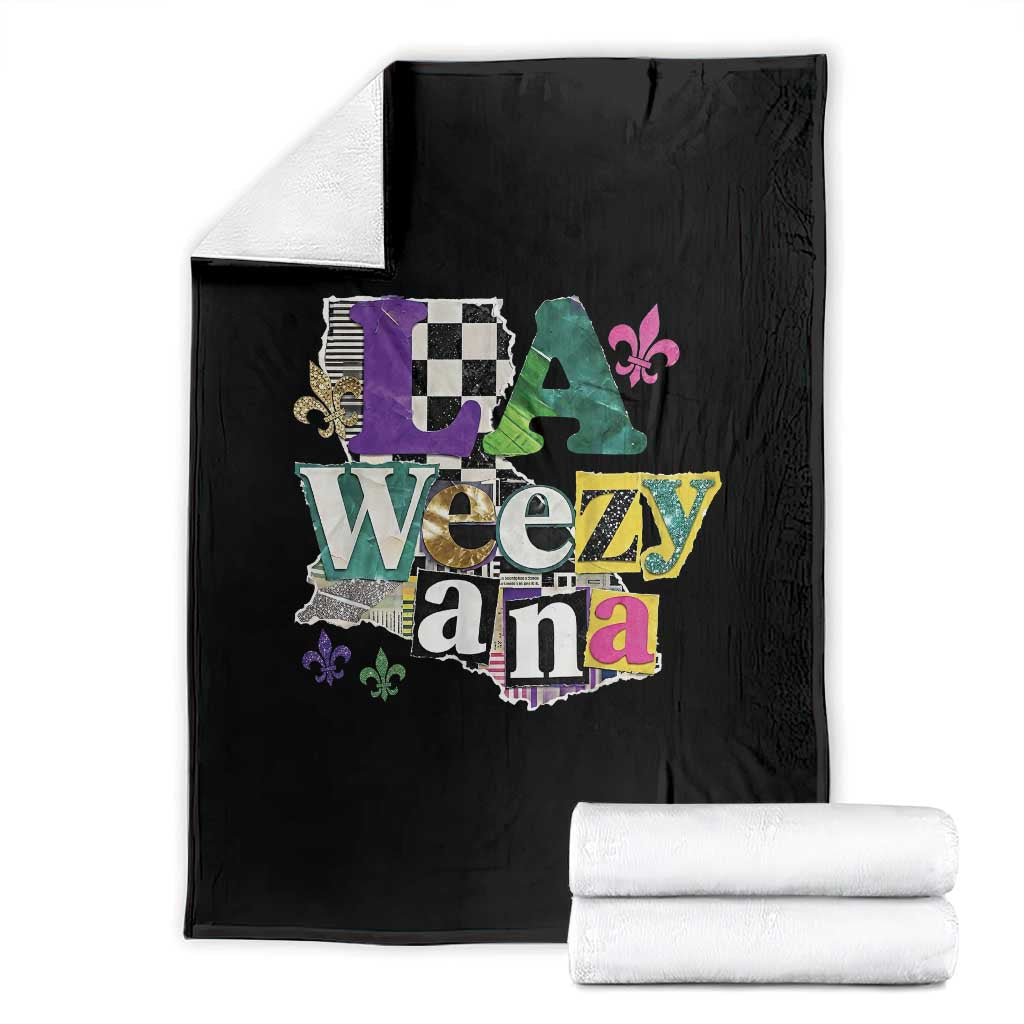 Colorful La-Weezi-ana Mardi Gras Louisiana Pride Throw Blanket Funky Carnival Vibes TS02 Black Print Your Wear